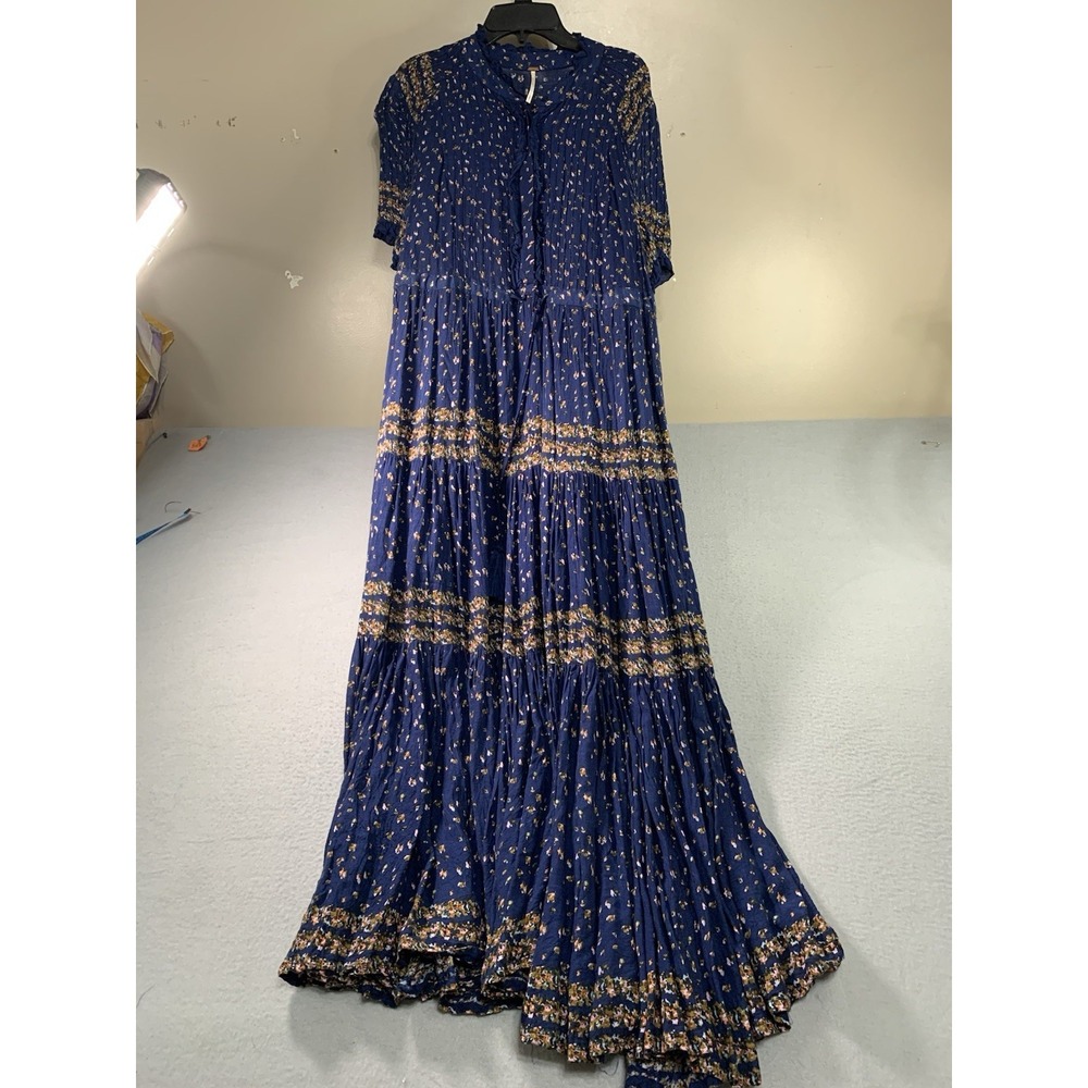 Free People Rare Feelings Maxi Dress Navy Size SM Boho Cottage